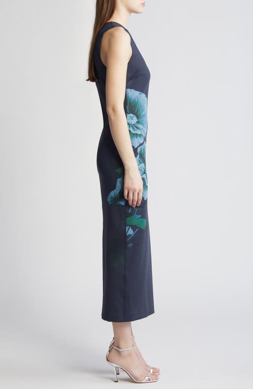 Ted Baker London Cloudi Print Scuba Body-con Dress In Navy