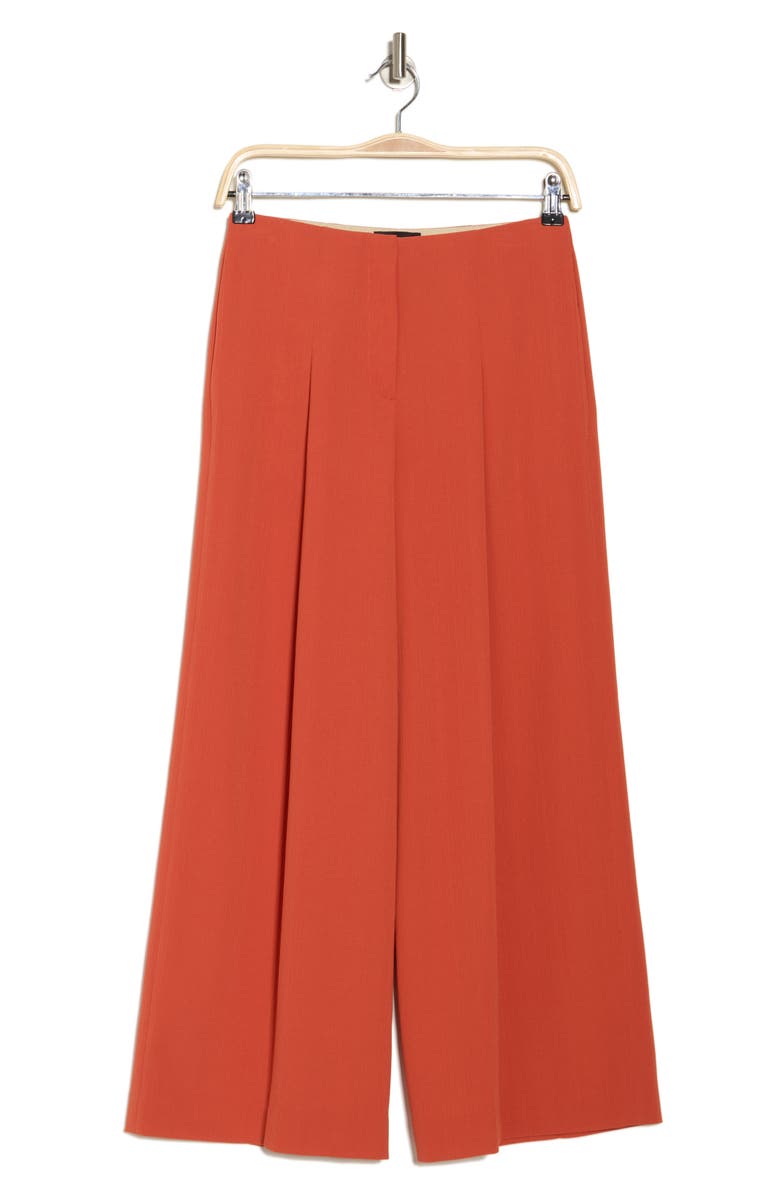 Theory Pleated Wide Leg Pants, Alternate, color, Dark Coral