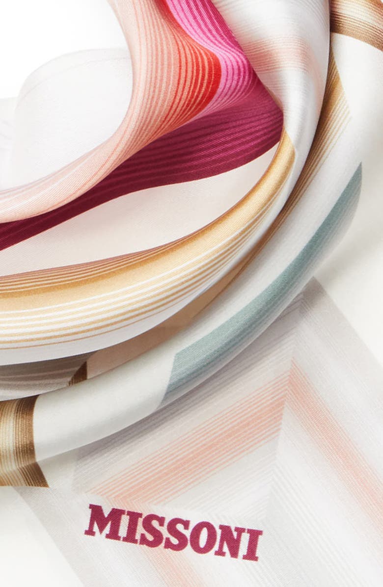 Missoni Chevron Print Silk Square Scarf, Alternate, color, 0002 Pink White Multi