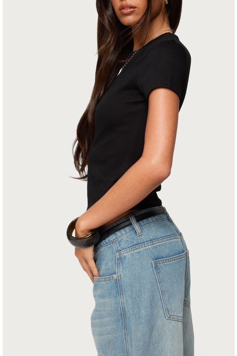 Nikkey Semisheer Crop T-Shirt, Alternate, color, BLACK