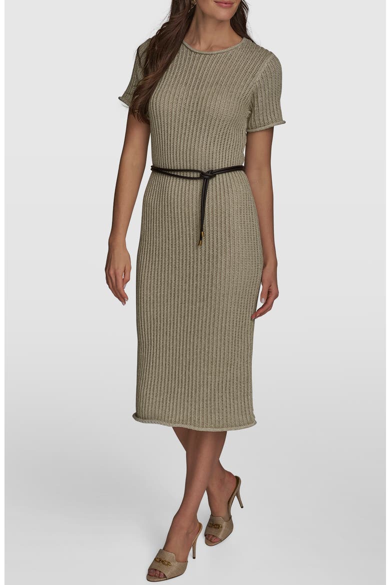 Open Knit Sheath Dress, Main, color, CRM/ GOLD