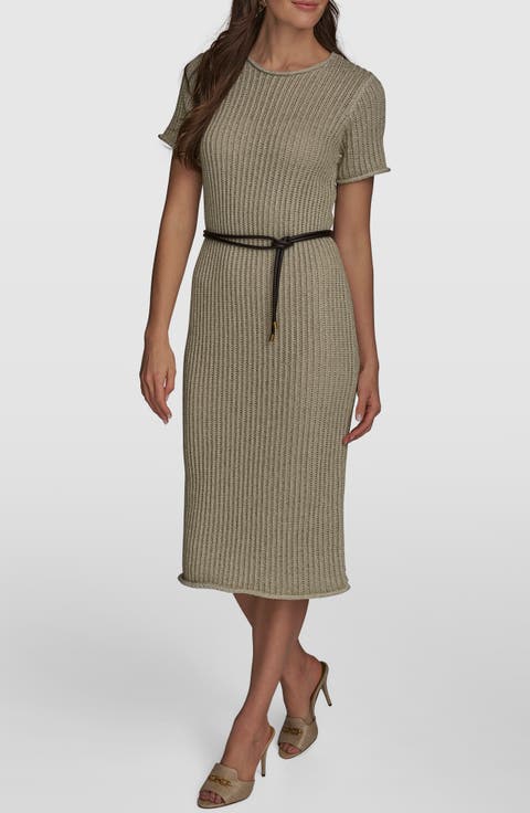 【Donna Karan New York】Striped Belted Gown Donna Karan New York Women's Striped Belted Gown - Macy's