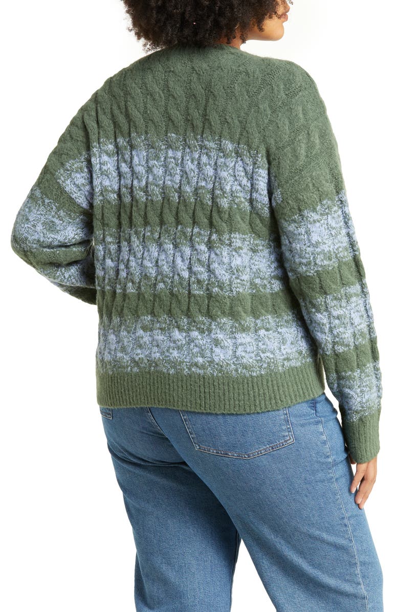 Open Edit Stripe Cable Sweater, Alternate, color, 