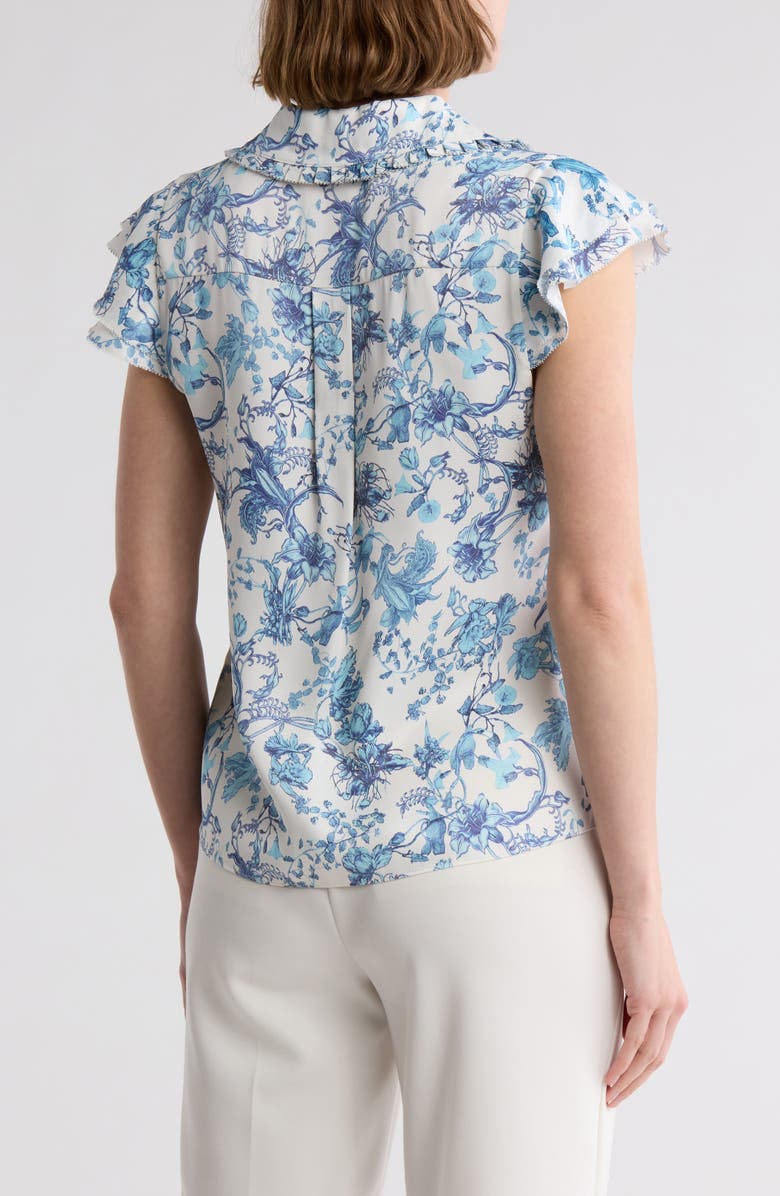 Alice + Olivia Martel Floral Flutter Sleeve Button-Up Top, Alternate, color, Je L Ador