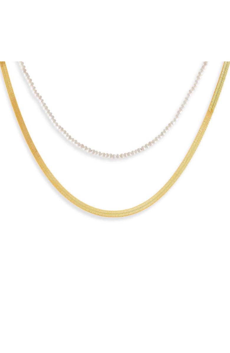 BY ADINA EDEN Pearled Liquid Gold Necklace Combo Set, Main, color, 