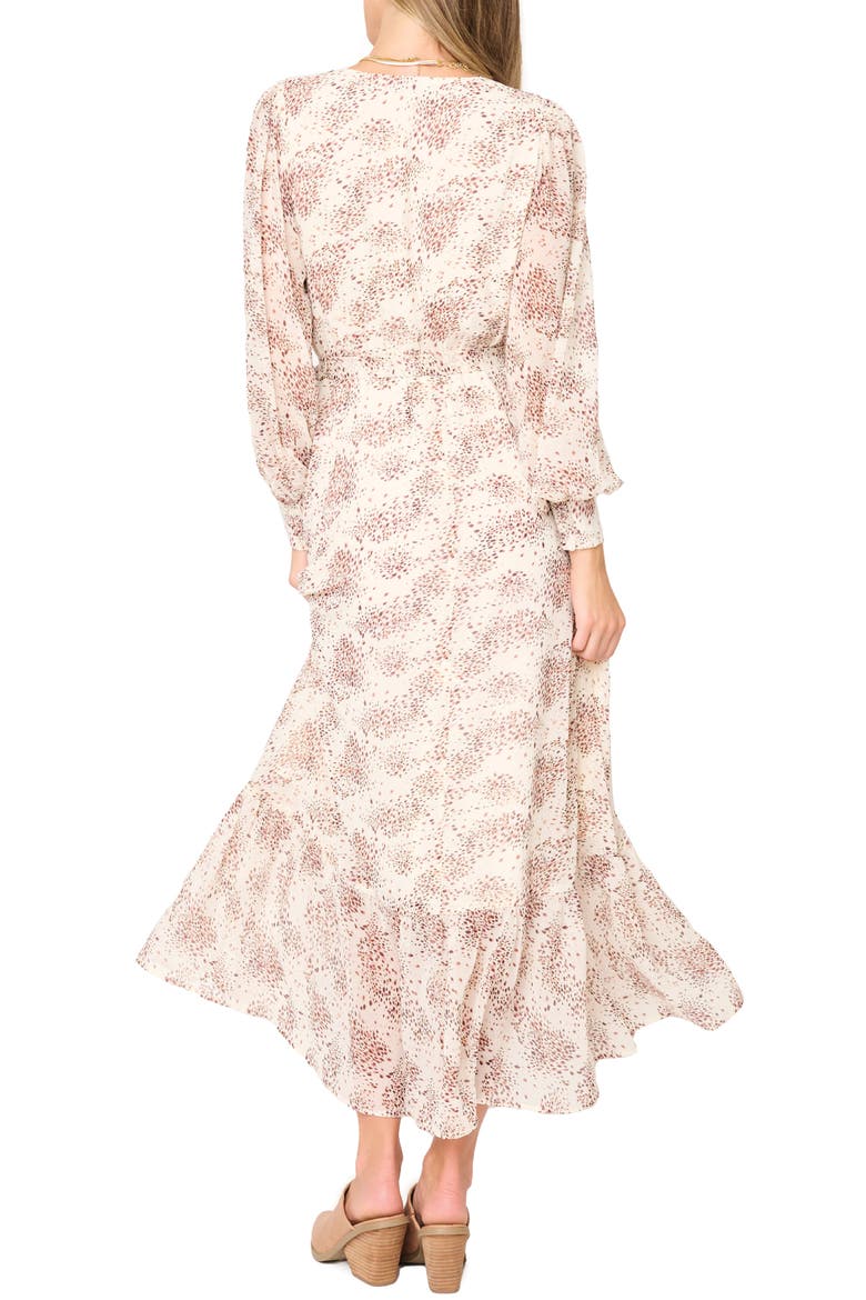 Abstract Print Long Sleeve Maxi Dress, Alternate, color, DOT FAWN PRINT