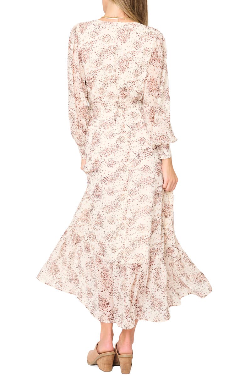 GIBSONLOOK Abstract Print Long Sleeve Maxi Dress, Alternate, color, Dot Fawn Print