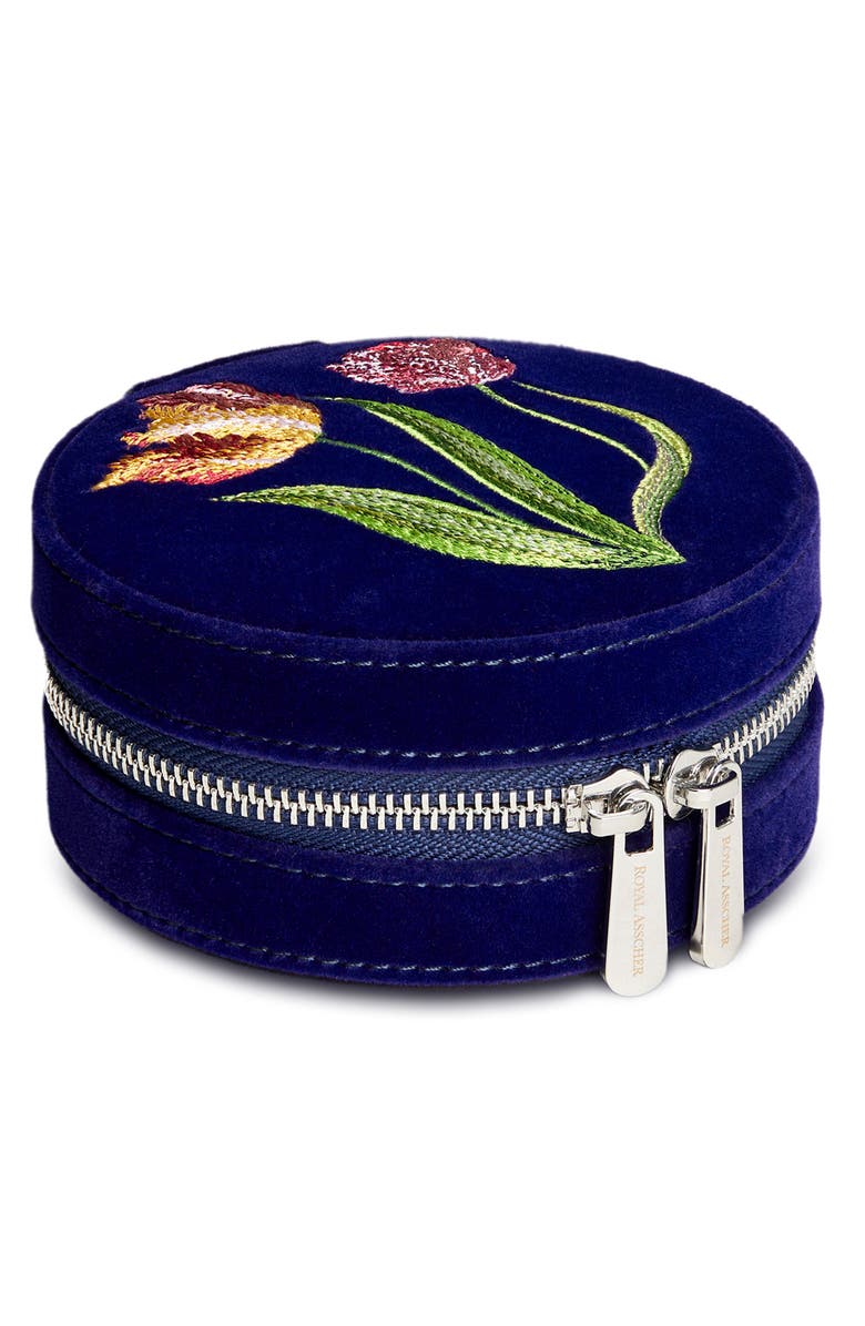 WOLF Royal Asscher Round Jewelry Zip Case, Alternate, color, Blue