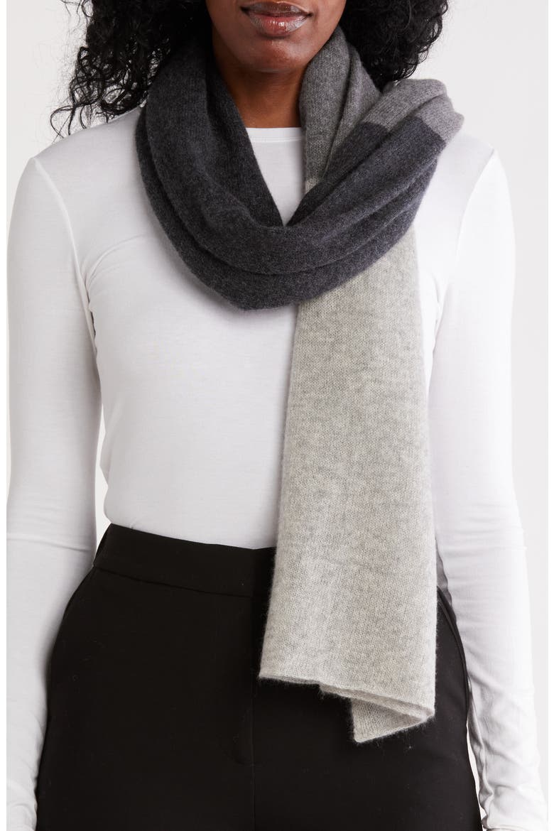 Stripe Cashmere Wrap, Main, color, CHARCOAL/ LIGHT GREY