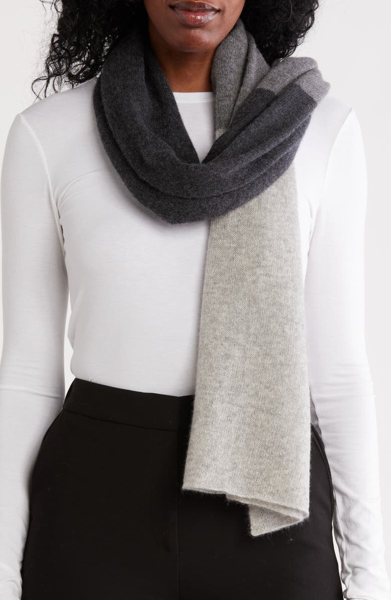 Portolano Stripe Cashmere Wrap, Main, color, Charcoal/ Light Grey