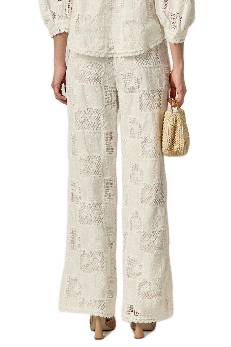 Embroidered Wide Leg Pants, Alternate, color, WHITE