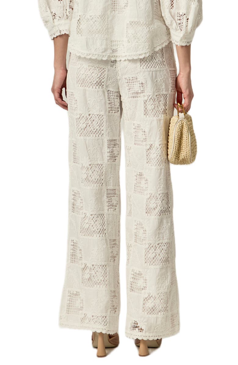 English Factory Embroidered Wide Leg Pants, Alternate, color, White