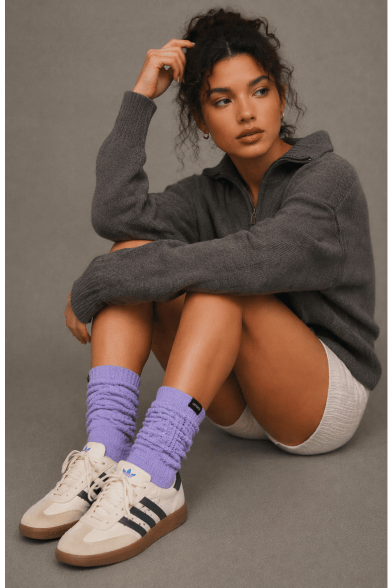 Gender Inclusive Scrunch Crew Socks, Alternate, color, LILAC