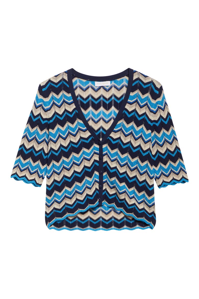 Alec Chevron Metallic Stripe Cotton Blend Cardigan, Alternate, color, SPRING NAVY CHEVRON