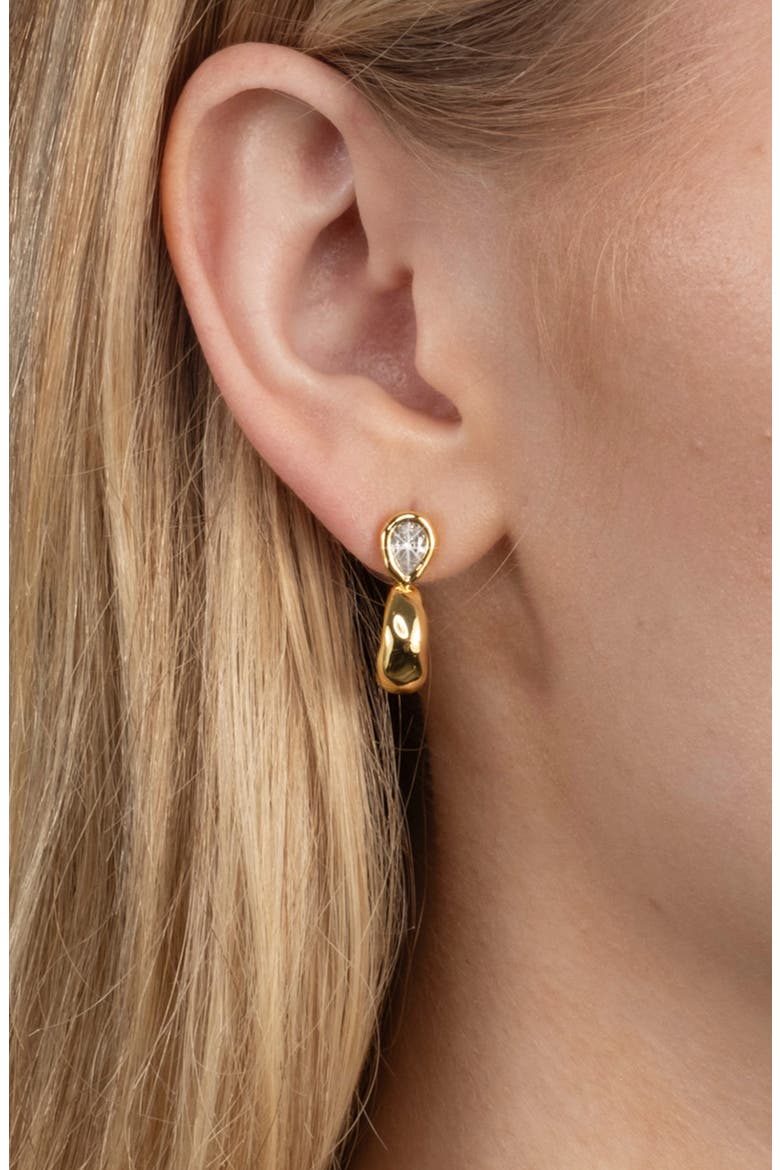 Asterales Pear Cubic Zirconia Small Hoop Earrings, Alternate, color, STONES