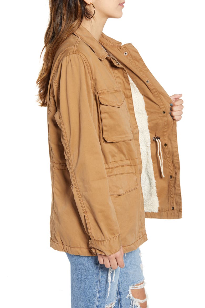 Faux Fur Lined Utility Jacket, Alternate, color, ROASTED PECAN