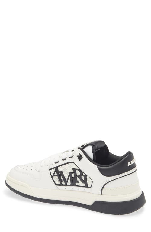 Amiri White Low Top Sneakers With Logo Patch On The Side And Contrasting Heel With Logo Lettering In Leath In White Black