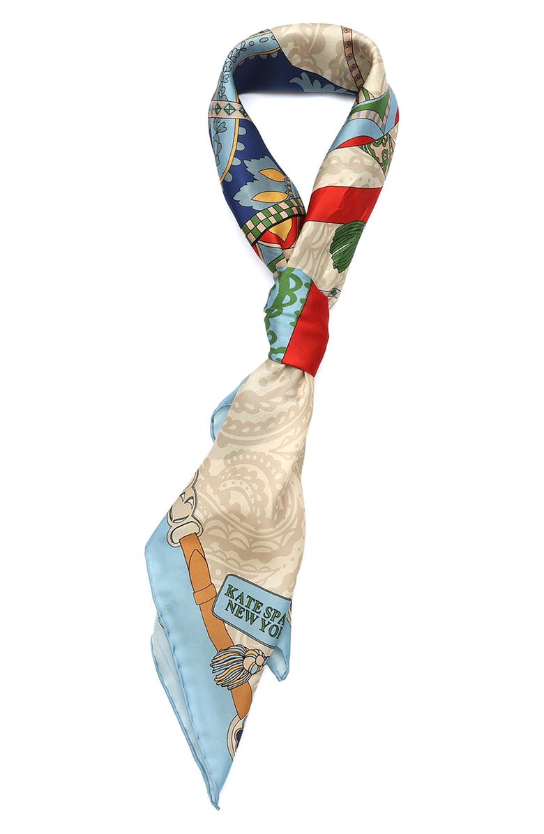 Kate Spade New York Lunar New Year Horse Square Silk Scarf, Alternate, color, Ivory Multi