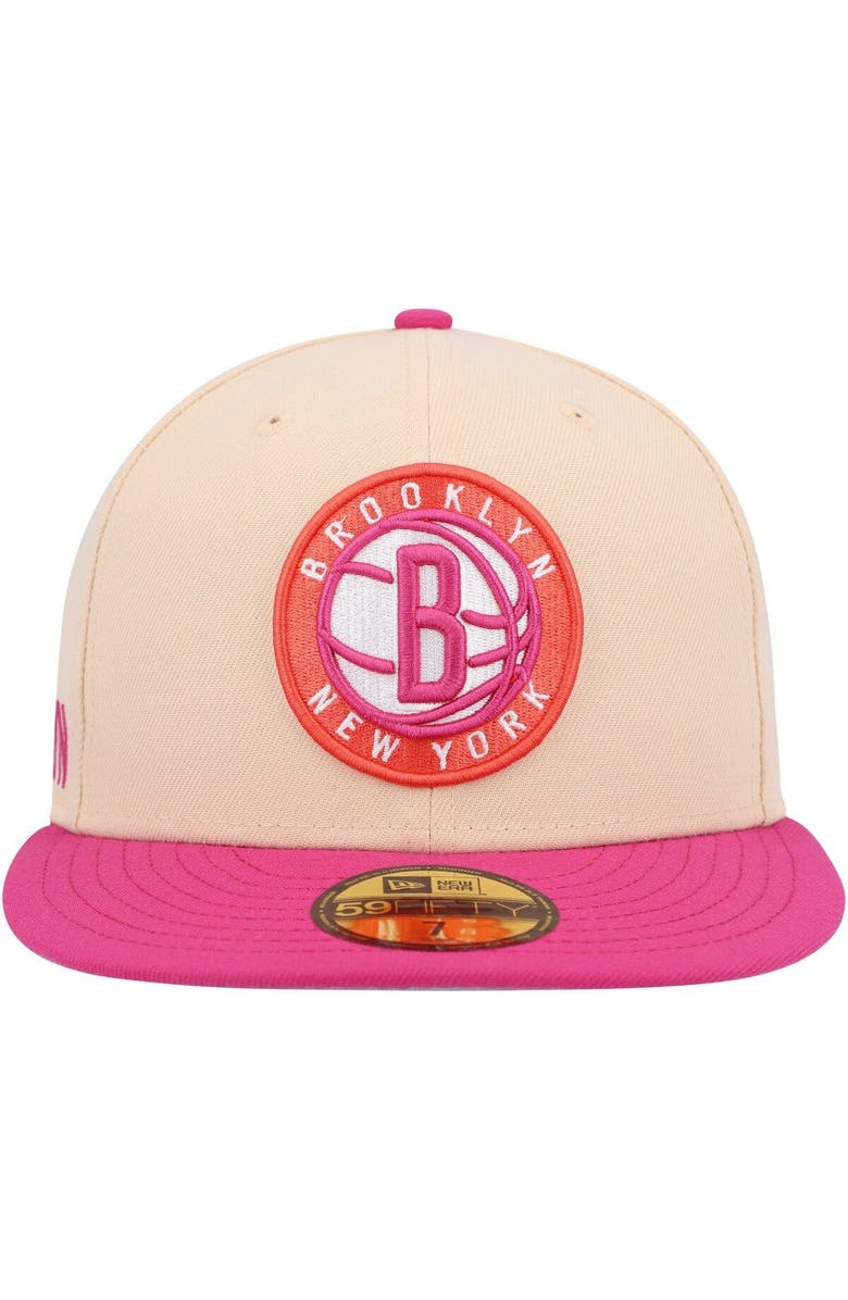 New Era Men's New Era Orange/Pink Brooklyn Nets Passion Mango 59FIFTY Fitted Hat, Alternate, color,