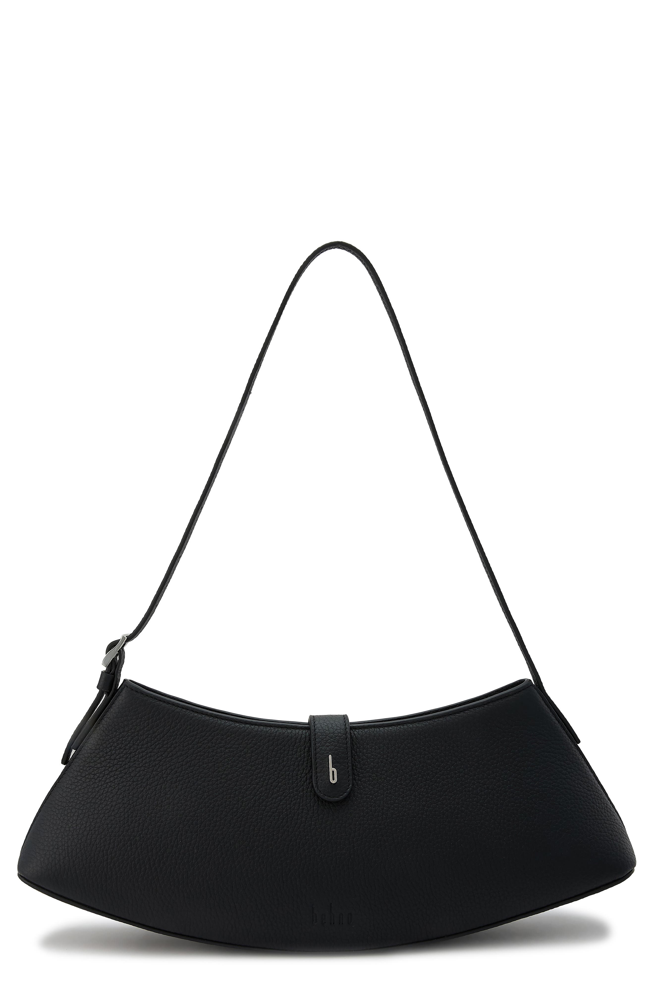 behno Ruth Leather Shoulder Bag, Main, color, Black