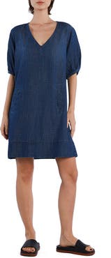 Wash Lab Denim V-Neck Denim Dress