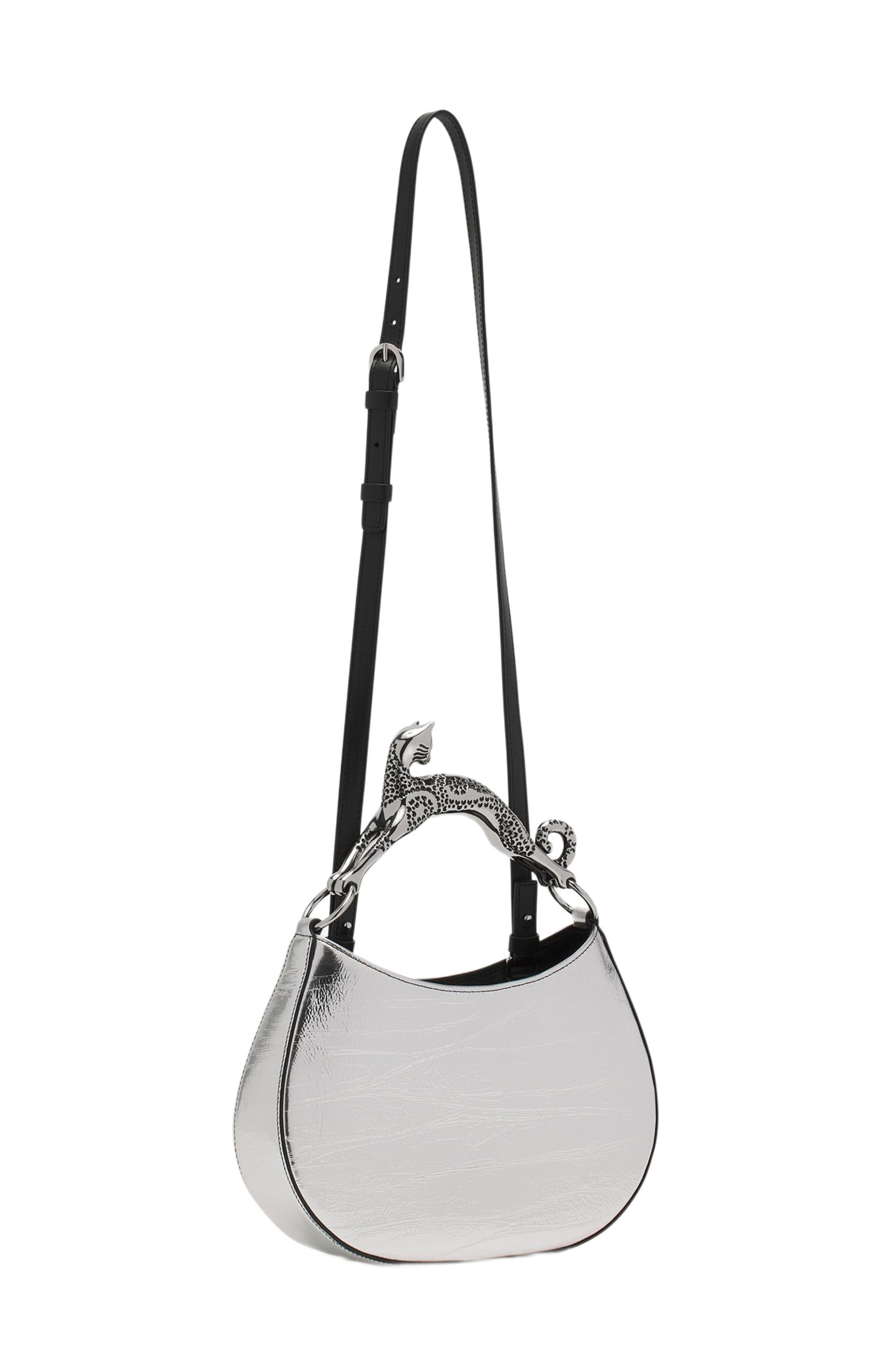 Lanvin Hobo Cat Bag in Metallic Leather, Alternate, color, 
