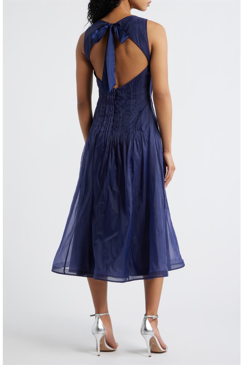 Dani Organza Tie Back Midi Dress, Alternate, color, NAVY