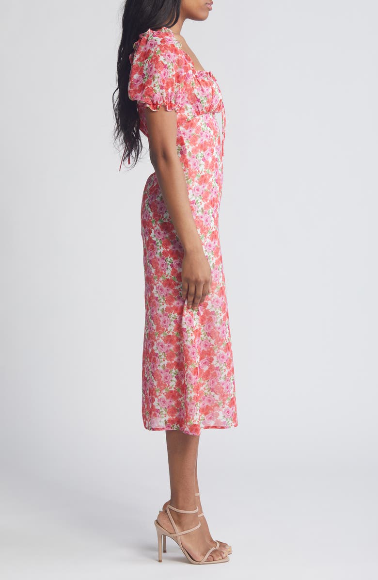 WAYF Felicity Floral Print Midi Dress, Alternate, color, Red / Purple Roses