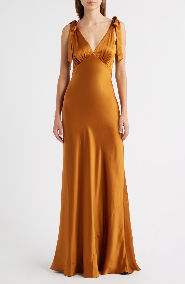 Reformation Pernille Silk Maxi Dress, Main, color, Copper