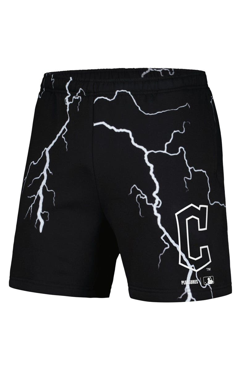 PLEASURES Men's PLEASURES  Black Cleveland Guardians Lightning Shorts, Alternate, color, 