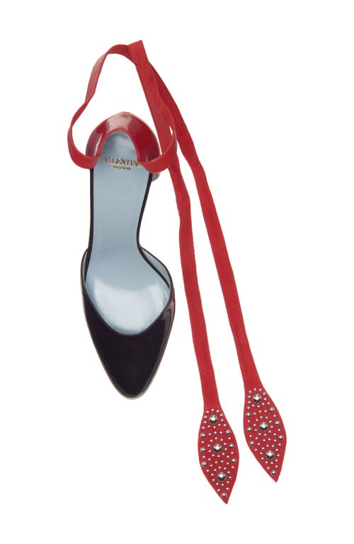 Shop Valentino Garavani Tie Ankle Strap D'orsay Pump In Jt0 Nero-rouge Pur/rouge Pur