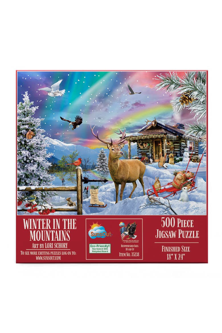 Winter in the Mountains 500 piece Jigsaw Puzzle for Adults, Alternate, color, Multicolor
