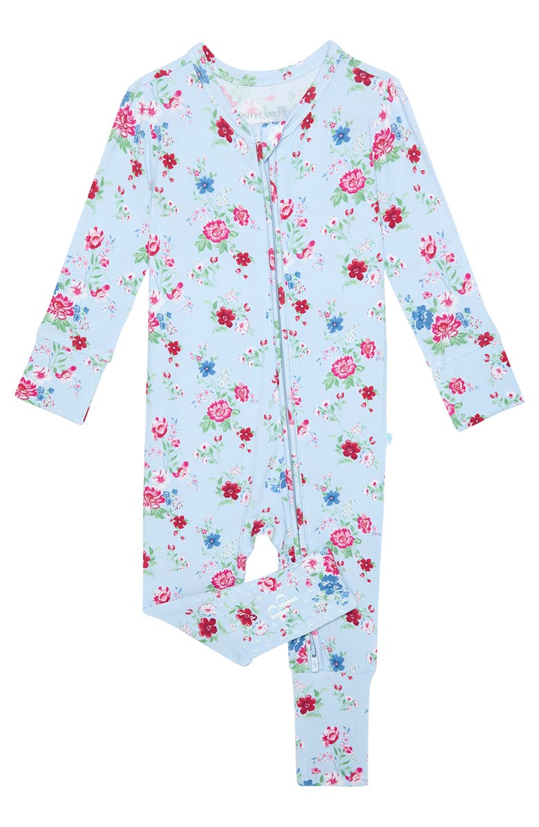Posh Peanut Fitted Convertible One-Piece Pajamas, Alternate, color, Blue