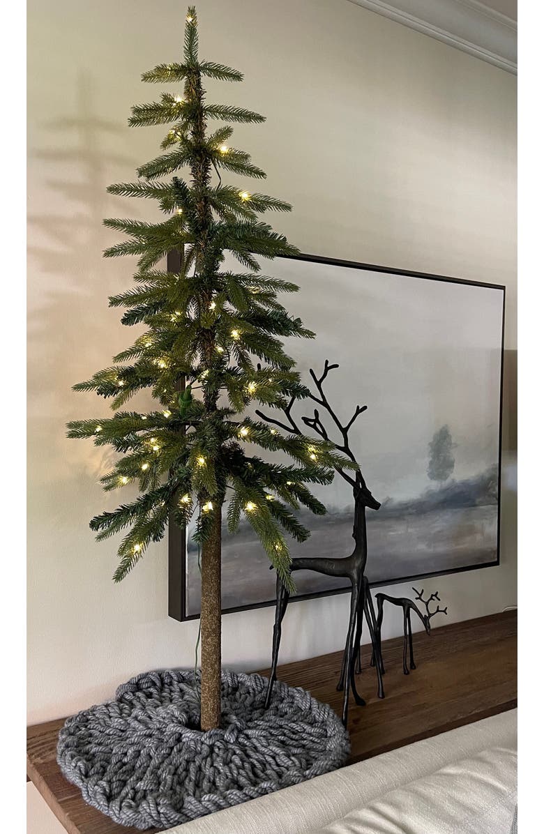 Anzy Home Chunky-Knitted Christmas Tree Skirt, Alternate, color, Gray - 56"