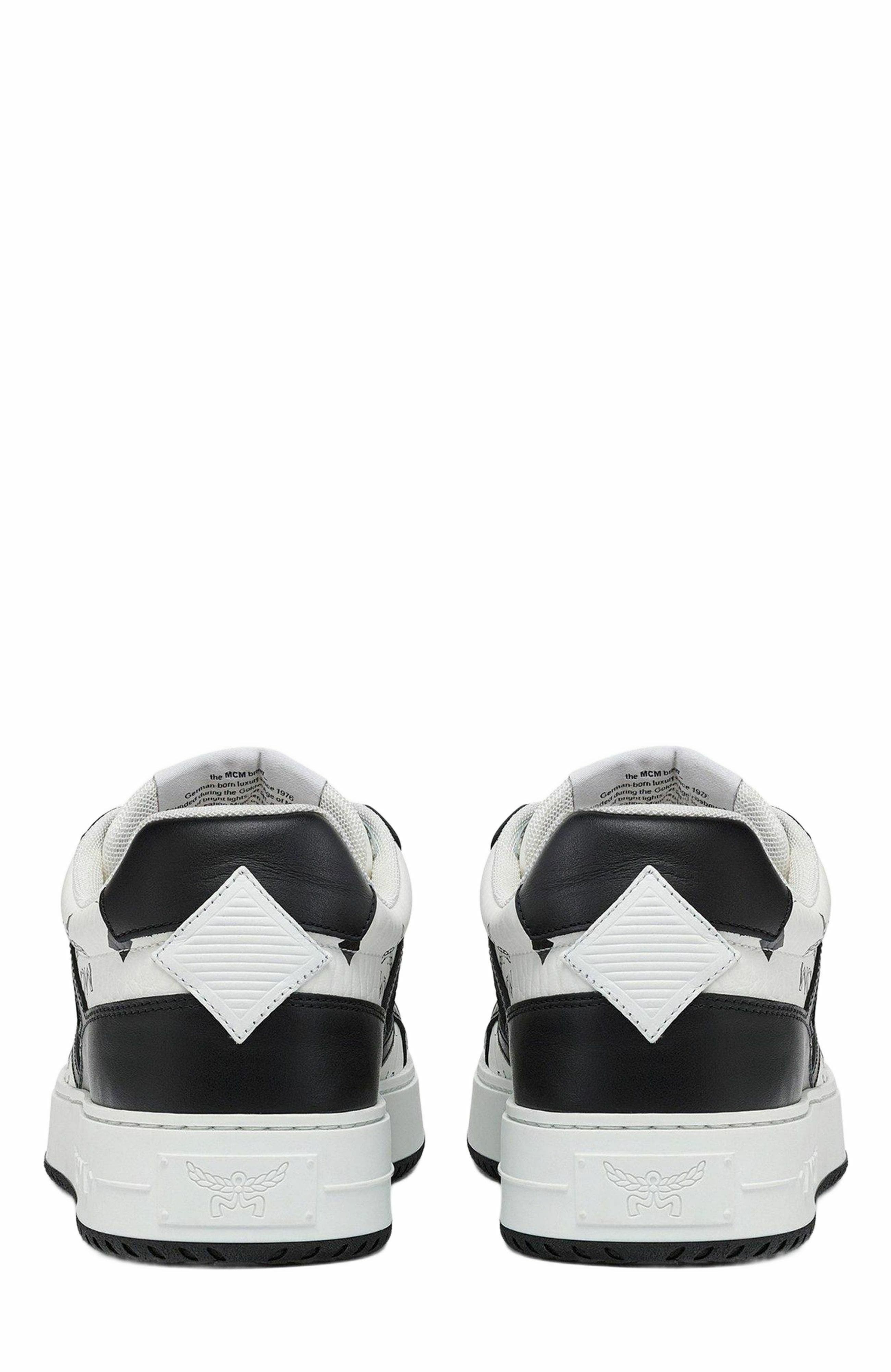 MCM Neo Terrain Lo Sneakers in Visetos, Alternate, color, Black & White