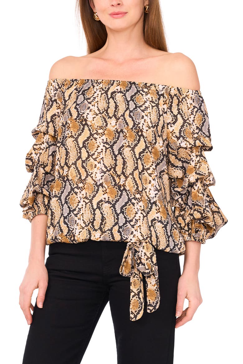 Bubble Sleeve Off the Shoulder Top, Main, color, FOXTROT