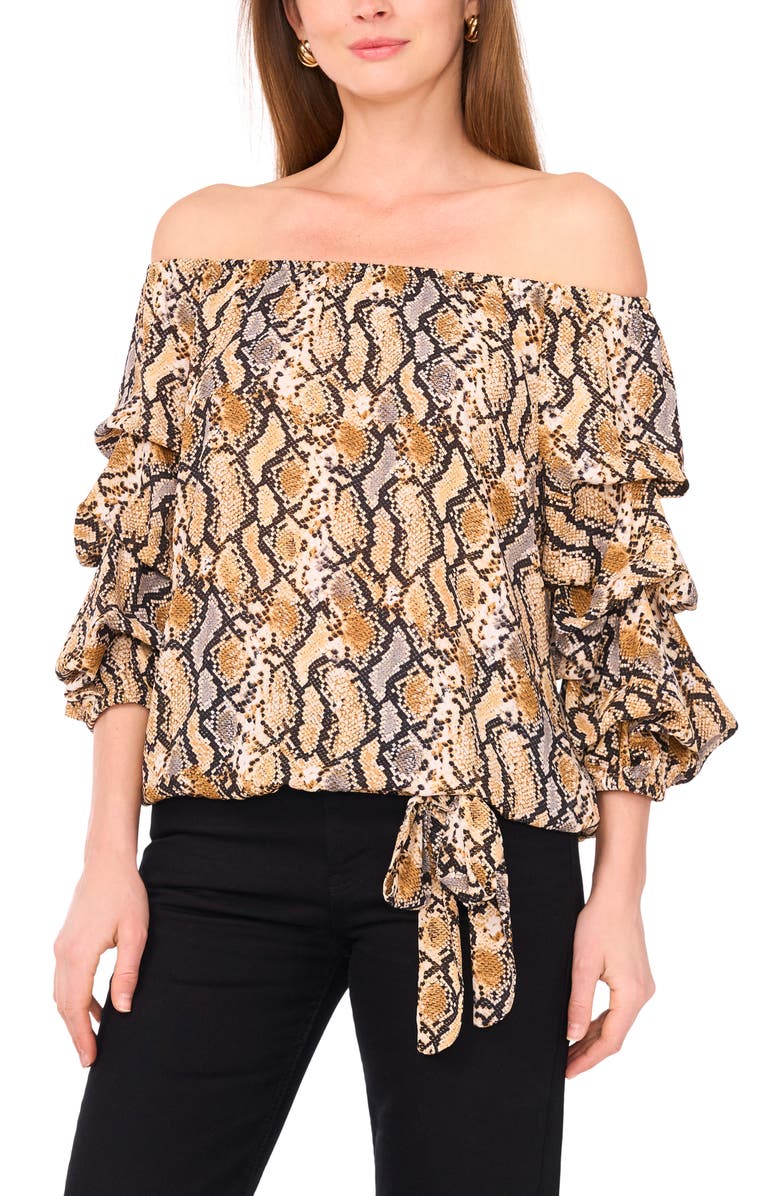 Vince Camuto Bubble Sleeve Off the Shoulder Top, Main, color, Foxtrot