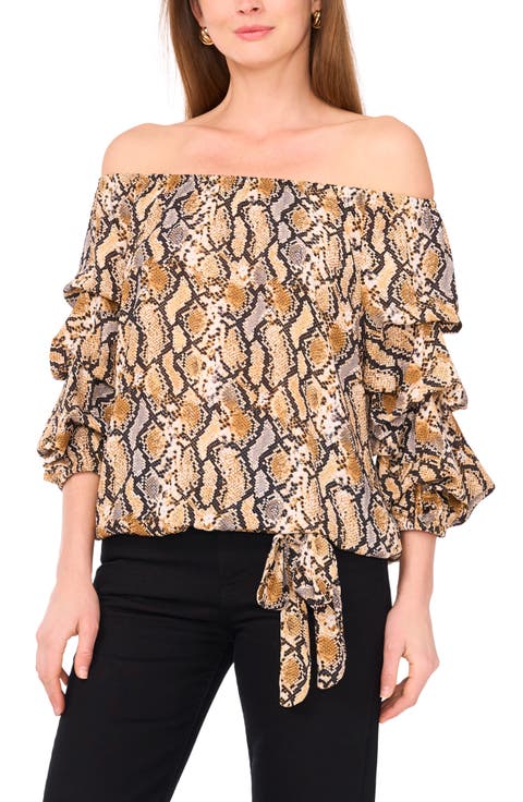 Bubble Sleeve Off the Shoulder Top