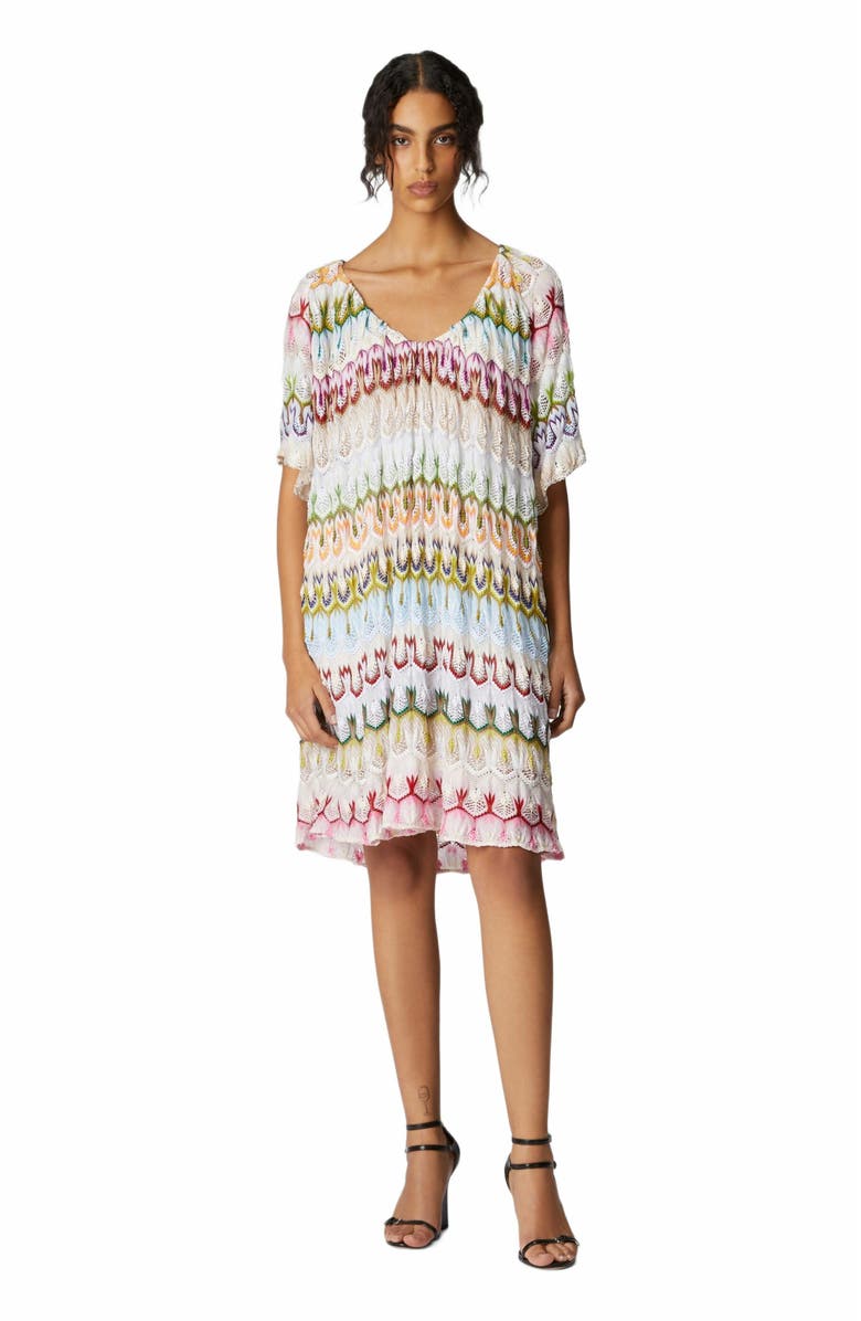 Missoni Short Dress With V-neck In Lace, Main, color, Multicoloured