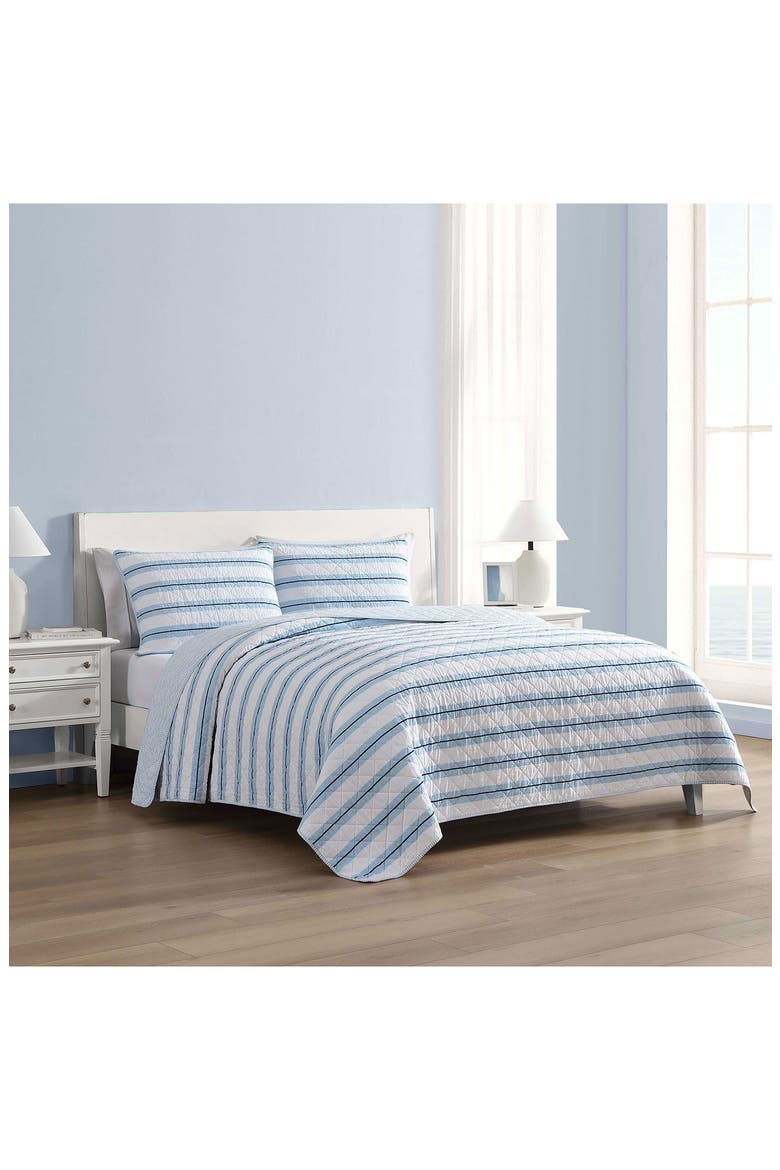 Tim Stripe Reversible Cotton Comforter & Sham Set, Alternate, color, BLUE MULTI