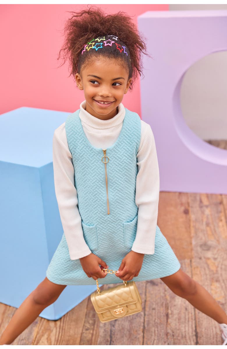 BISBY Kids' Quilted Jumper, Alternate, color, Aqua Quilted Trellis