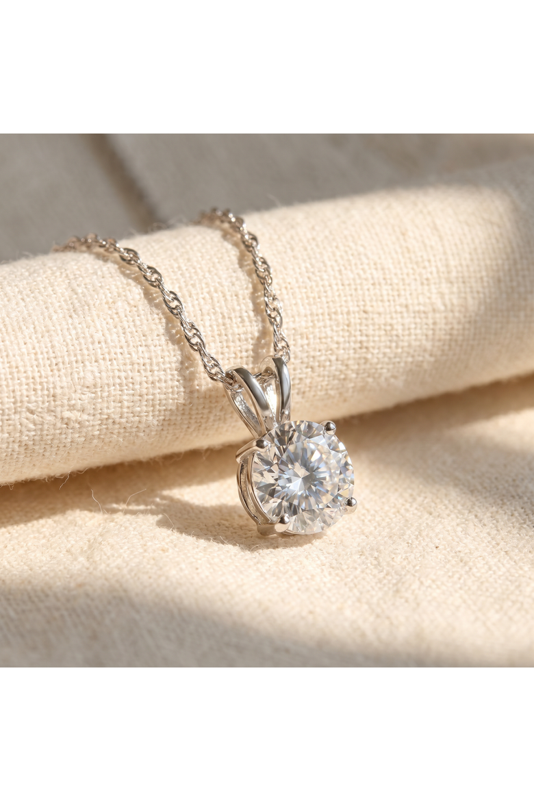 Certified 3Ct Diamond Pendant 14k Gold Lab Grown Necklace, Alternate, color, 14k White Gold