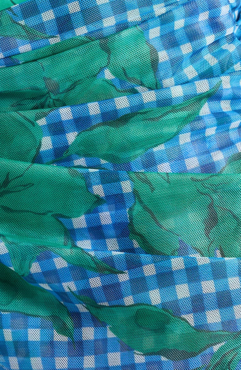 Hutch Mesh Overlay High Waist Bikini Bottoms, Alternate, color, Cobalt/ Teal Floral