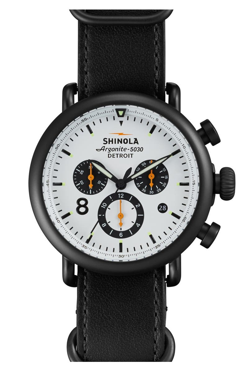 Shinola 'The Runwell Contrast Chrono' Leather Strap Watch, 41mm, Main, color, 