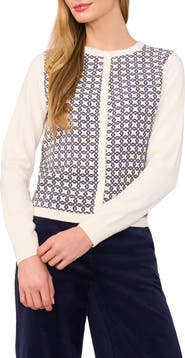 Ted Baker Geo Print Crewneck Cardigan
