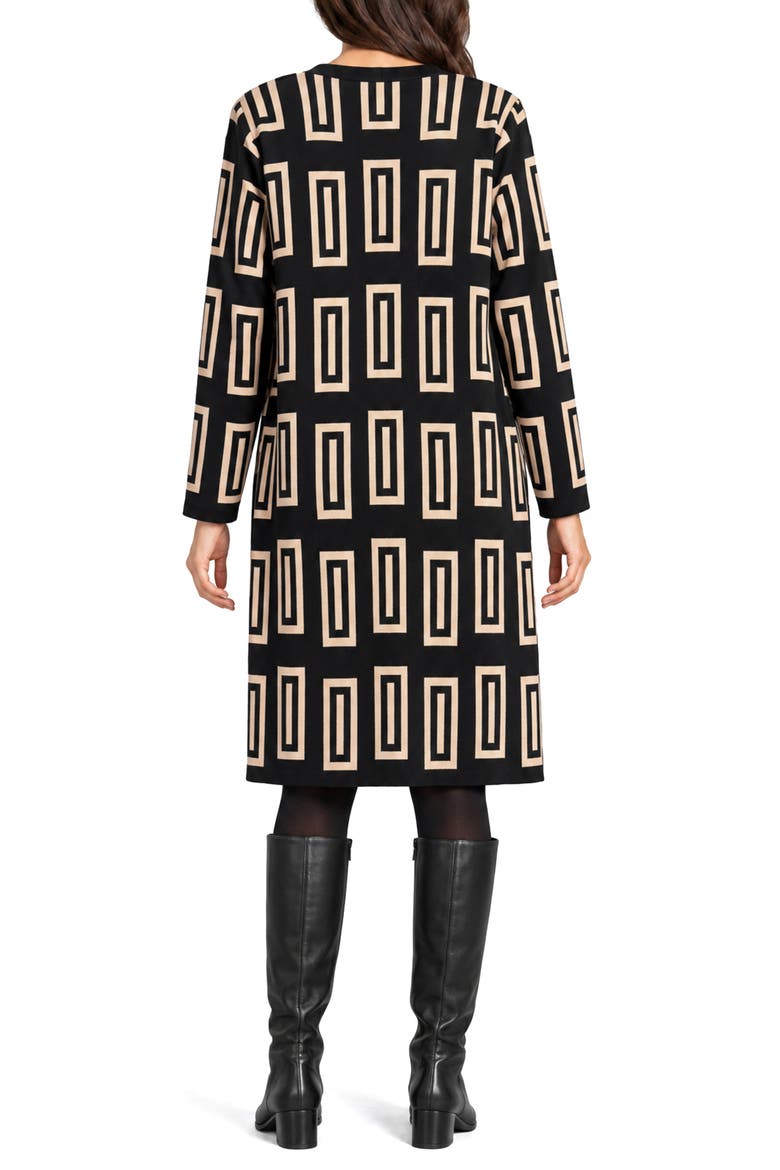 Long Sleeve Twofer Sheath Dress, Alternate, color, BLACK/ TAN PLAID