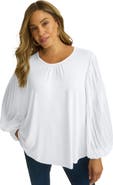 Jessica London Stretch Pleated Sleeve Top