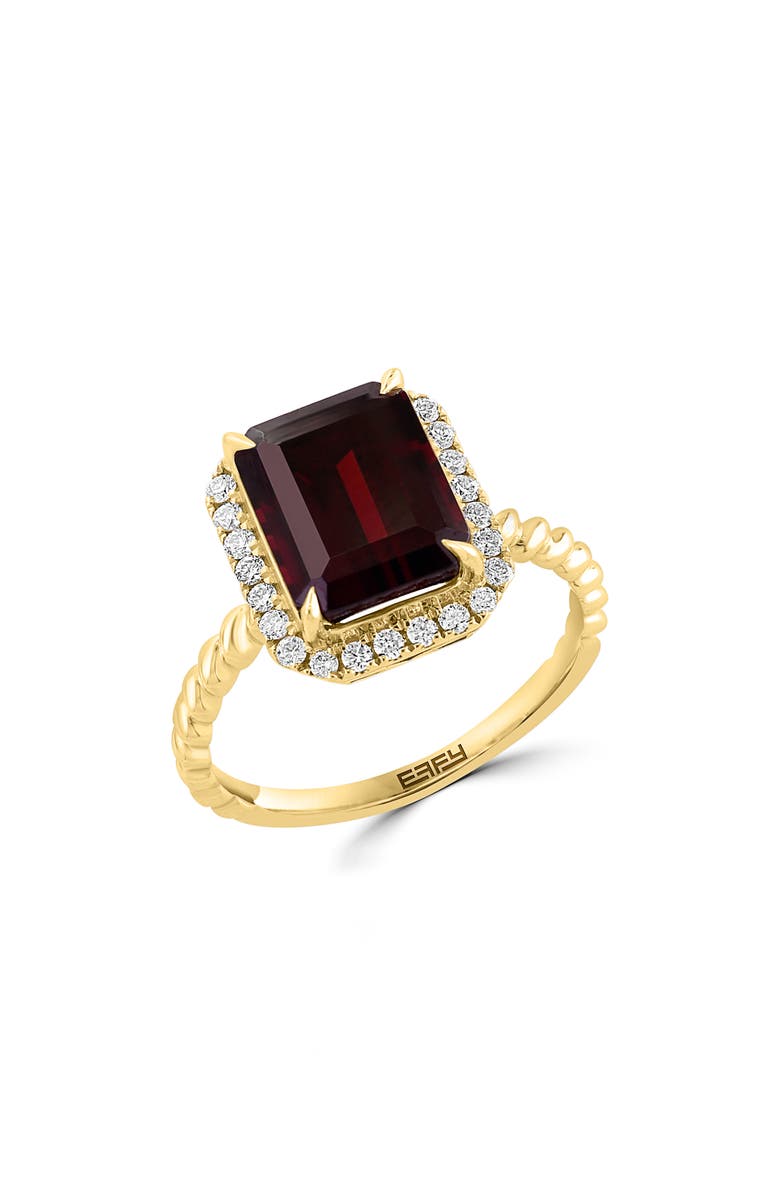EFFY 14K Yellow Gold, Diamond & Garnet Ring, Main, color, 
