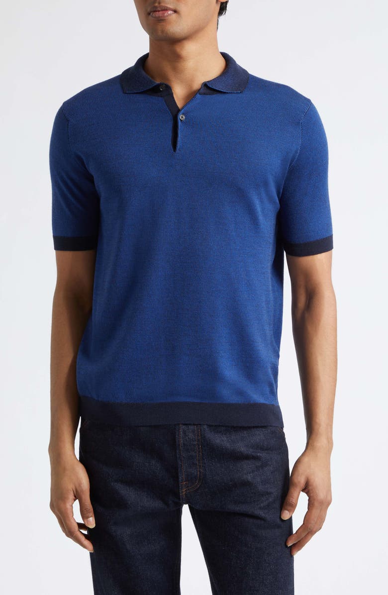 John Smedley Grenock Merino Wool Polo Sweater, Main, color, Midnight Blue