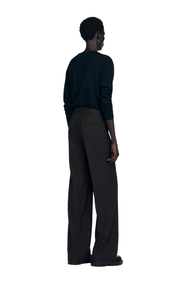 SANDRO Virgin Wool Classic-Fit Trousers, Alternate, color, Chocolate